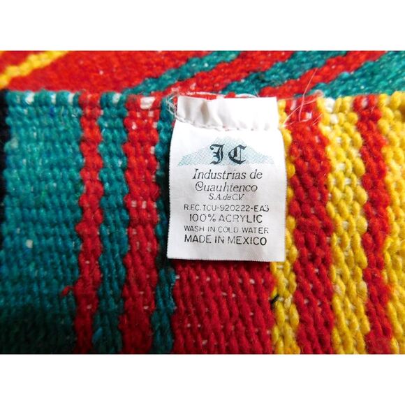 Mexican Woven Blanket Southwestern Striped Colors 74 in. X 52 Large Throw - Picture 2 of 8